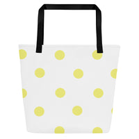 Autumn LeAnn Designs® | White with Yellow Polka Dots Large Tote Bag