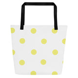 Autumn LeAnn Designs® | White with Yellow Polka Dots Large Tote Bag