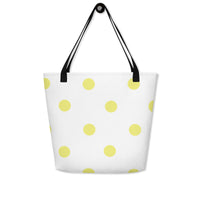 Autumn LeAnn Designs® | White with Yellow Polka Dots Large Tote Bag