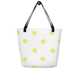 Autumn LeAnn Designs® | White with Yellow Polka Dots Large Tote Bag