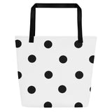 Autumn LeAnn Designs® | White with Black Polka Dots Large Tote Bag