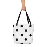 Autumn LeAnn Designs® | White with Black Polka Dots Large Tote Bag