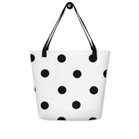 Autumn LeAnn Designs® | White with Black Polka Dots Large Tote Bag