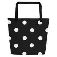 Autumn LeAnn Designs® | Black with White Polka Dots Large Tote Bag