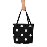 Autumn LeAnn Designs® | Black with White Polka Dots Large Tote Bag