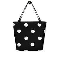 Autumn LeAnn Designs® | Black with White Polka Dots Large Tote Bag