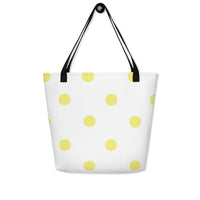 Autumn LeAnn Designs® | White with Yellow Polka Dots Large Tote Bag