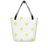 Autumn LeAnn Designs® | White with Yellow Polka Dots Large Tote Bag