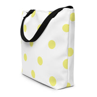 Autumn LeAnn Designs® | White with Yellow Polka Dots Large Tote Bag