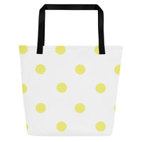 Autumn LeAnn Designs® | White with Yellow Polka Dots Large Tote Bag