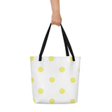 Autumn LeAnn Designs® | White with Yellow Polka Dots Large Tote Bag