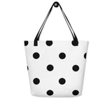 Autumn LeAnn Designs® | White with Black Polka Dots Large Tote Bag