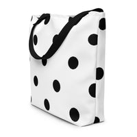 Autumn LeAnn Designs® | White with Black Polka Dots Large Tote Bag