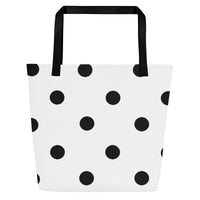 Autumn LeAnn Designs® | White with Black Polka Dots Large Tote Bag