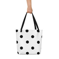 Autumn LeAnn Designs® | White with Black Polka Dots Large Tote Bag