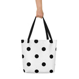 Autumn LeAnn Designs® | White with Black Polka Dots Large Tote Bag