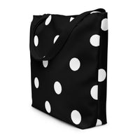 Autumn LeAnn Designs® | Black with White Polka Dots Large Tote Bag