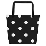 Autumn LeAnn Designs® | Black with White Polka Dots Large Tote Bag