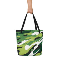 Autumn LeAnn Designs® | Deep Green Camouflage Large Tote Bag