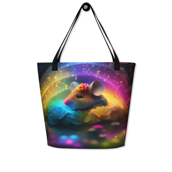 Autumn LeAnn Designs® | Cute Rainbow Mouse Large Tote Bag