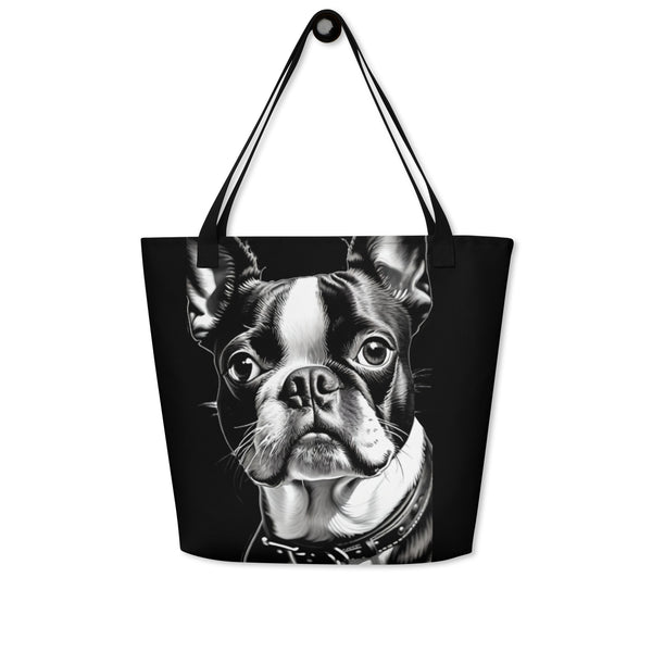 Autumn LeAnn Designs® |  Black Boston Terrier Large Tote Bag