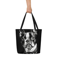 Autumn LeAnn Designs® |  Black Boston Terrier Large Tote Bag