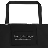 Autumn LeAnn Designs® | Black with White Polka Dots Large Tote Bag