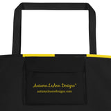 Autumn LeAnn Designs® | Bright Neon Yellow and Black Checkers Large Tote Bag