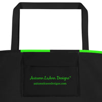 Autumn LeAnn Designs® | Bright Neon Green and Black Checker Large Tote Bag