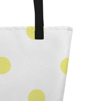 Autumn LeAnn Designs® | White with Yellow Polka Dots Large Tote Bag