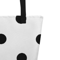 Autumn LeAnn Designs® | White with Black Polka Dots Large Tote Bag