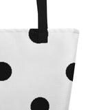 Autumn LeAnn Designs® | White with Black Polka Dots Large Tote Bag