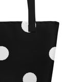 Autumn LeAnn Designs® | Black with White Polka Dots Large Tote Bag