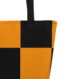 Autumn LeAnn Designs® | Bright Orange and Black Checkers Large Tote Bag