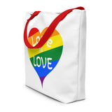 Autumn LeAnn Designs® | Rainbow Heart Love is Love Large Tote Bag