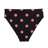 Autumn LeAnn Designs®  | Adult High Waisted Bikini Swim Bottoms, Polka Dots, Black & Pink