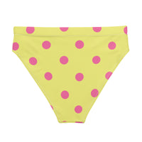 Autumn LeAnn Designs®  | Adult High Waisted Bikini Swim Bottoms, Polka Dots, Dolly Yellow & Pink