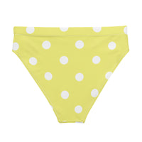 Autumn LeAnn Designs®  | Adult High Waisted Bikini Swim Bottoms, Polka Dots, Dolly Yellow & White