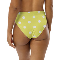 Autumn LeAnn Designs®  | Adult High Waisted Bikini Swim Bottoms, Polka Dots, Dolly Yellow & White