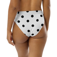 Autumn LeAnn Designs®  | Adult High Waisted Bikini Swim Bottoms, Polka Dots, White & Black