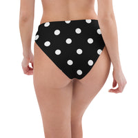 Autumn LeAnn Designs®  | Adult High Waisted Bikini Swim Bottoms, Polka Dots, Black & White