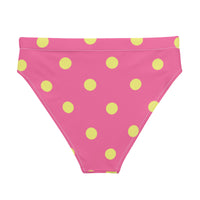 Autumn LeAnn Designs®  | Adult High Waisted Bikini Swim Bottoms, Polka Dots, Rose Pink & Yellow