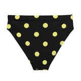 Autumn LeAnn Designs®  | Adult High Waisted Bikini Swim Bottoms, Polka Dots, Black & Yellow