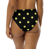 Autumn LeAnn Designs®  | Adult High Waisted Bikini Swim Bottoms, Polka Dots, Black & Yellow