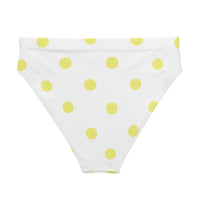 Autumn LeAnn Designs®  | Adult High Waisted Bikini Swim Bottoms, Polka Dots, White & Yellow