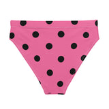 Autumn LeAnn Designs®  | Adult High Waisted Bikini Swim Bottoms, Polka Dots, Rose Pink & Black