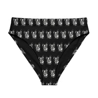 Autumn LeAnn Designs®  | Adult High Waisted Bikini Swim Bottoms, Boston Terrier Dog, Black