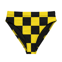 Autumn LeAnn Designs®  | Adult High Waisted Bikini Swim Bottoms, Checkers, Bright Neon Yellow & Black