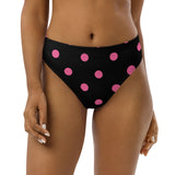 Autumn LeAnn Designs®  | Adult High Waisted Bikini Swim Bottoms, Polka Dots, Black & Pink