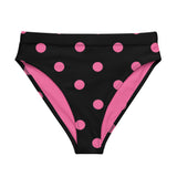 Autumn LeAnn Designs®  | Adult High Waisted Bikini Swim Bottoms, Polka Dots, Black & Pink